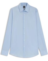 BOSS - Slim-Fit Overhemd Van Gemakkelijk Te Strijken Katoenen Popeline - Lyst