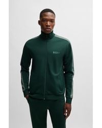 BOSS - Cotton-Blend Zip-Up Jacket With Foil-Printed Logo - Lyst