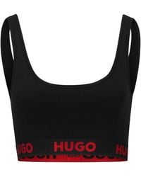 HUGO - Bralette aus Stretch-Baumwolle mit Logo-Band - Lyst