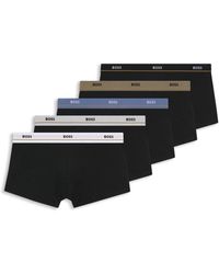 BOSS - Five-Pack Of Stretch-Cotton Trunks With Logo Waistbands - Lyst