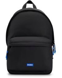 HUGO - Twill Backpack With Blue Logo Label - Lyst