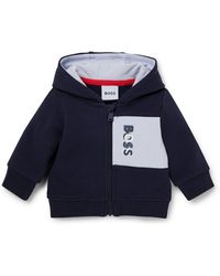 BOSS - Baby Fleece Hoodie With Logo Print And Color Blocking - Lyst