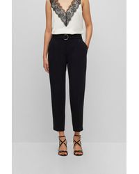 BOSS - Belted Regular-fit Trousers In Japanese Crepe - Lyst