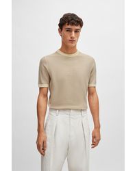 BOSS - Short-sleeved Sweater With Micro Structure - Lyst
