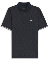 BOSS - Active Slim-Fit Poloshirt Mit Geprägtem Tennisball-Muster - Lyst