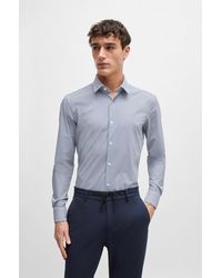 BOSS - Slim-fit Shirt In Printed Performance-stretch Material - Lyst