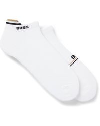 BOSS - Twee Paar Enkellange Sokken Met Logo's - Lyst