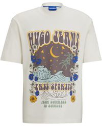 HUGO - T-shirt Van Katoenen Jersey Met Retro-artwork - Lyst