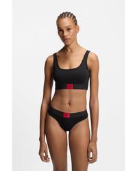 HUGO - Stretch-Cotton Bralette With Logo Label - Lyst