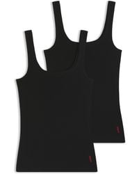 HUGO - Two-pack Of Stretch-cotton Vests With Vertical Logos - Lyst