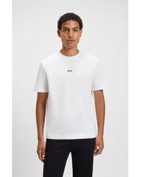 BOSS - Stretch-Cotton T-Shirt With Logo Print - Lyst