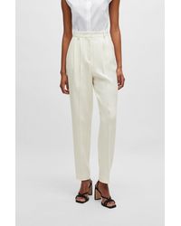 BOSS - Tapered-fit Trousers In Linen-blend Twill - Lyst