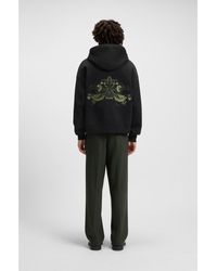HUGO - Cotton-Terry Hoodie With Embroidered Artwork - Lyst