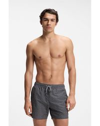 BOSS - Printed Swim Shorts With Logo Badge - Lyst
