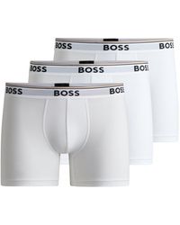 BOSS - Boss Power Three Pack Stretch Cotton Boxer Briefs With Logos Nos 100, Size: L - Lyst