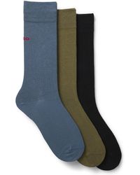 HUGO - Three-Pack Of Regular-Length Socks With Logos - Lyst