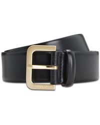HUGO - Leather Belt With Logo-Engraved Buckle - Lyst