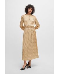 BOSS - Silk-blend Dress With Monogram Print - Lyst