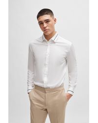 HUGO - Slim-fit Shirt With Piped Collar And Cuffs - Lyst