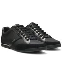 BOSS - Mixed-material Trainers With Suede And Faux Leather - Lyst