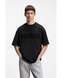 HUGO - Oversized-Fit Cotton T-Shirt With Reflective Logo - Lyst