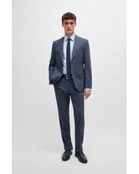 BOSS - Regular-fit Suit In Checked Stretch Virgin Wool - Lyst