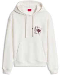 HUGO - Relaxed-Fit Hoodie Van Katoen Met Grafische Print - Lyst