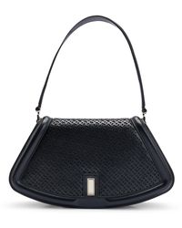 BOSS - Leather Shoulder Bag With Monogram Pattern - Lyst