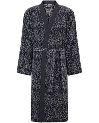 BOSS - Cotton-jacquard Dressing Gown With Embroidered Logo - Lyst
