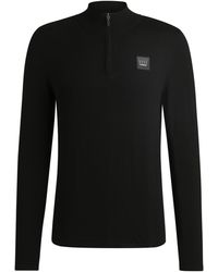 BOSS - Equestrian Troyer Sweater With Logo Patch - Lyst