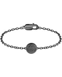 BOSS - Plated Cuff With Double B Monogram Medallion - Lyst