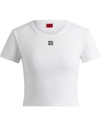 HUGO - Slim-Fit T-Shirt in Cropped-Länge aus Baumwoll-Mix mit Stack-Logo - Lyst