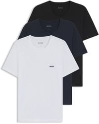 BOSS - Set Van Drie T-Shirts Van Katoen Met Logostiksel - Lyst