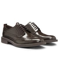HUGO - Chaussures Derby En Cuir Avec Détails Perforés - Lyst