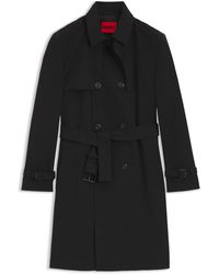 HUGO - Waterafstotende Trenchcoat Van Gekeperde Gabardine - Lyst