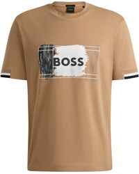 BOSS - T-Shirt aus Baumwoll-Jersey mit Signature-Artwork - Lyst