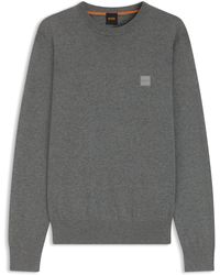 BOSS - Pullover Aus Baumwolle Und Kaschmir Mit Logo-Label - Lyst