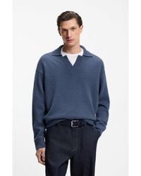 BOSS - Virgin-Wool Sweater With Johnny Collar - Lyst