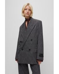 BOSS - Double-breasted, Pinstriped Blazer In Stretch Jersey - Lyst