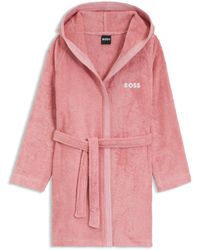 BOSS - Cotton Dressing Gown With Embroidered Logo - Lyst