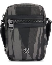 HUGO - Stacked-logo Reporter Bag With Seasonal Pattern - Lyst