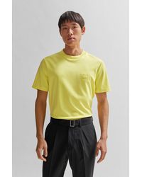 BOSS - Cotton-blend Regular-fit T-shirt With Emed Logo - Lyst
