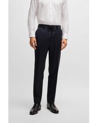 BOSS - Slim-fit Trousers In Virgin Wool With Drawstring Waist - Lyst