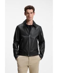 BOSS - Regular-Fit Leather Jacket With Zip Closure - Lyst