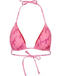 HUGO - Schnell trocknender Triangel-Bikini mit handgeschriebenen Logos - Lyst
