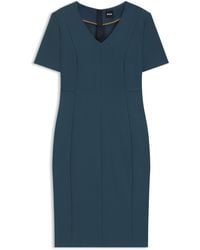 BOSS - V-Neck Business Dress With Seam Details - Lyst