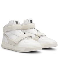 BOSS - NAOMI x Hightop Sneakers aus Leder mit Klettverschlussriemen - Lyst