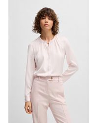 BOSS - Collarless Regular-Fit Blouse - Lyst