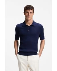 BOSS - Cable-Knit Polo Sweater - Lyst
