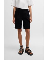 BOSS - Relaxed-fit High-rise Shorts In Stretch Cotton - Lyst